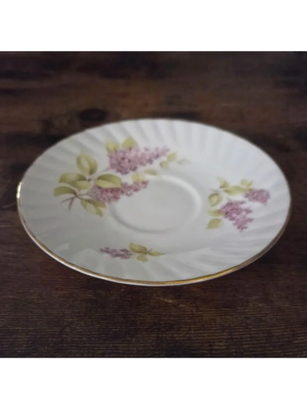 Vintage Queens Rosina Lilac Flower Bone China Saucer Replacement Gold Trim